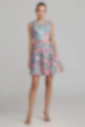 Powder Blue Polyester Embroidered Mini Cocktail Dress by Mac Duggal at Pernia's Pop Up Shop