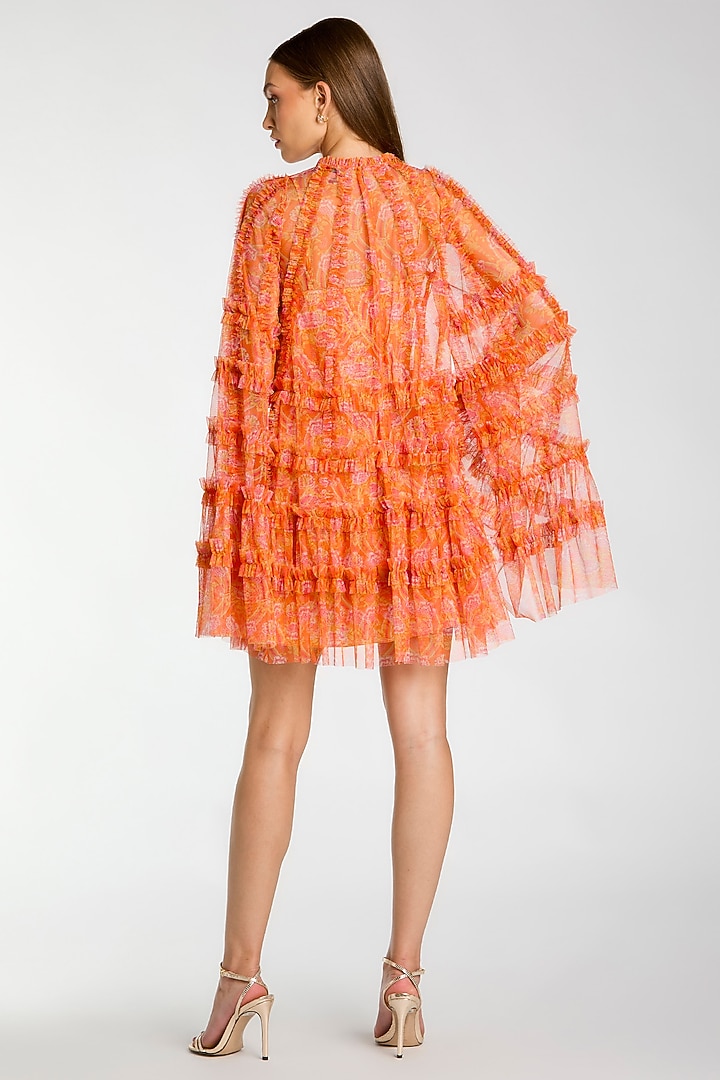 Orange Polyester Tiered Ruffle Mini Cocktail Dress by Mac Duggal at Pernia's Pop Up Shop