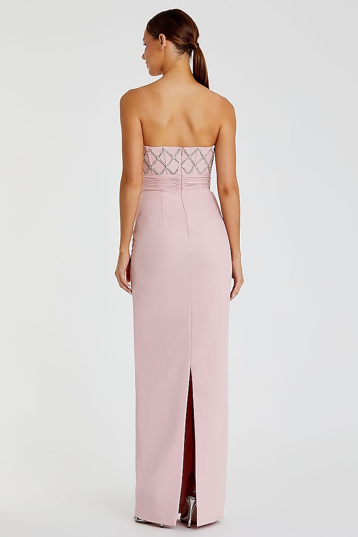 Rose Pink Crepe Rhinestone Embellished Strapless Engagement Gown by Mac Duggal at Pernia's Pop Up Shop