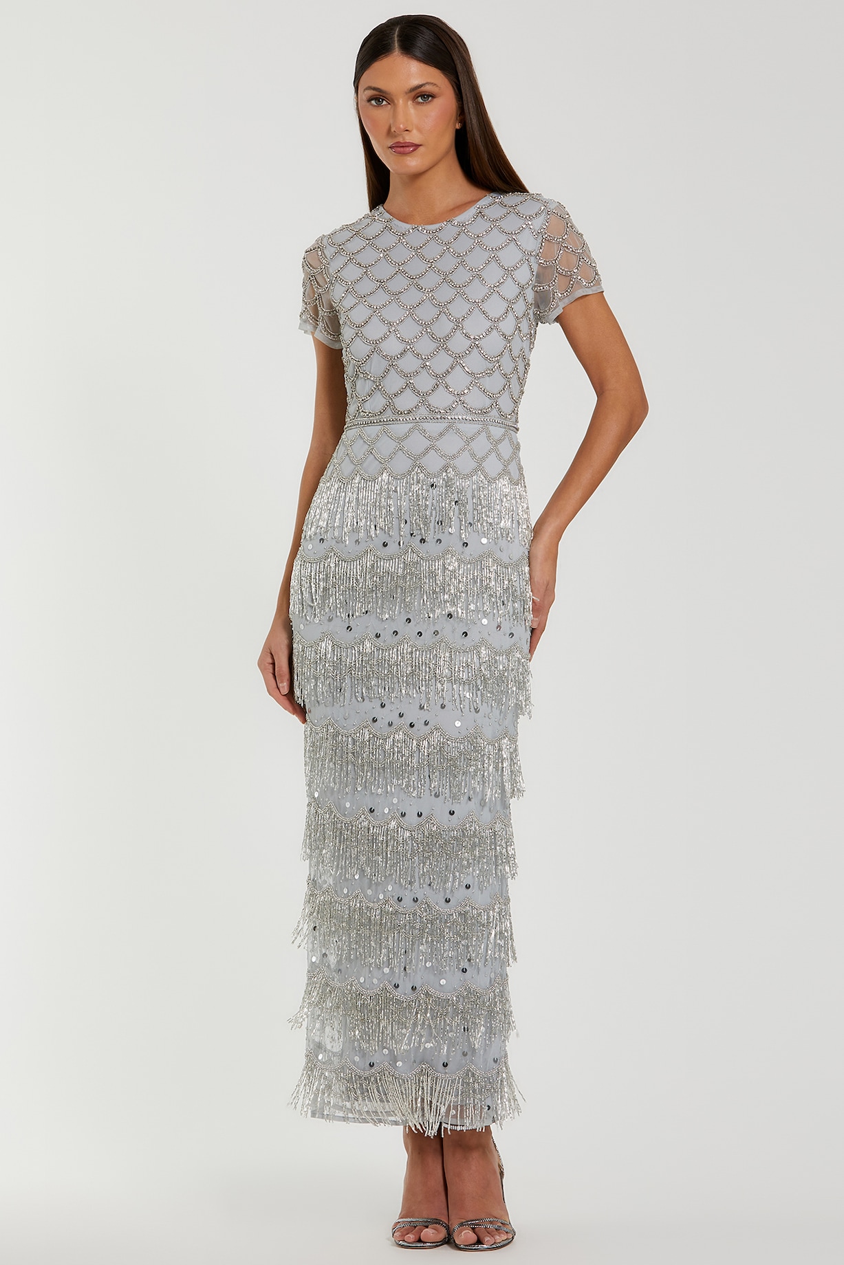seafoam green party dress Seafoam Green Sequin Maxi Dress with Criss Cross Back