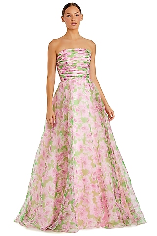 Pink Chiffon Strapless Gown by Mac Duggal