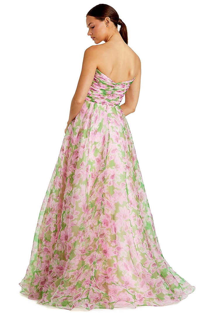 chiffon engagement dresses Queendancer Women White Long Engagement Dress with Slit Mermaid Chiffon  Strapless Formal Dress – queendancer main image 0