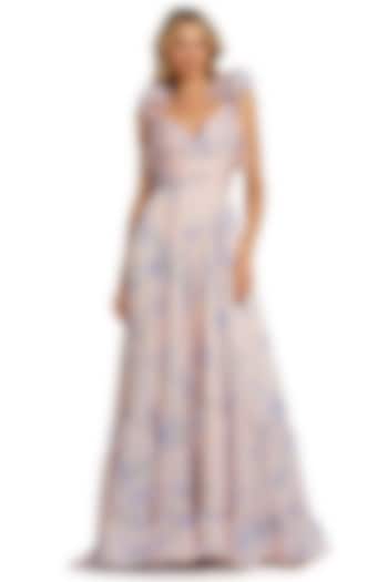 Purple Chiffon Floral Printed Party Wear Dress by Mac Duggal at Pernia's Pop Up Shop