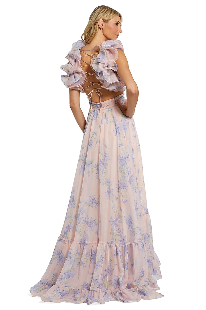 Purple Chiffon Floral Printed Party Wear Dress by Mac Duggal at Pernia's Pop Up Shop