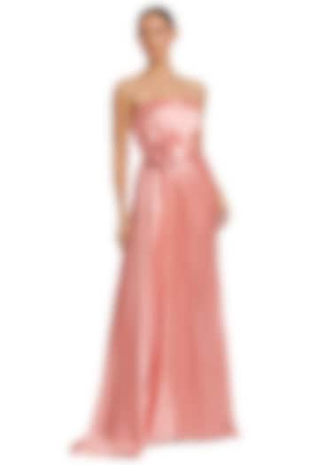 Coral Satin Strapless Engagement Gown by Mac Duggal at Pernia's Pop Up Shop
