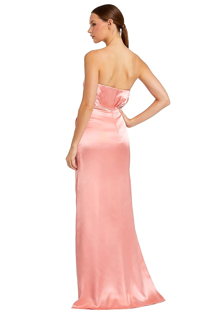 Coral Satin Strapless Engagement Gown by Mac Duggal at Pernia's Pop Up Shop