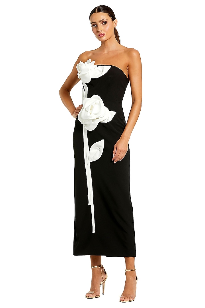 Black & Ivory Crepe Fabric Strapless Cocktail Dress by Mac Duggal at Pernia's Pop Up Shop