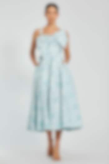 Seafoam Colored Brocade Floral Midi Cocktail Dress by Mac Duggal at Pernia's Pop Up Shop