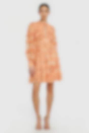 Peach Mesh Fabric Mini Cocktail Dress by Mac Duggal at Pernia's Pop Up Shop