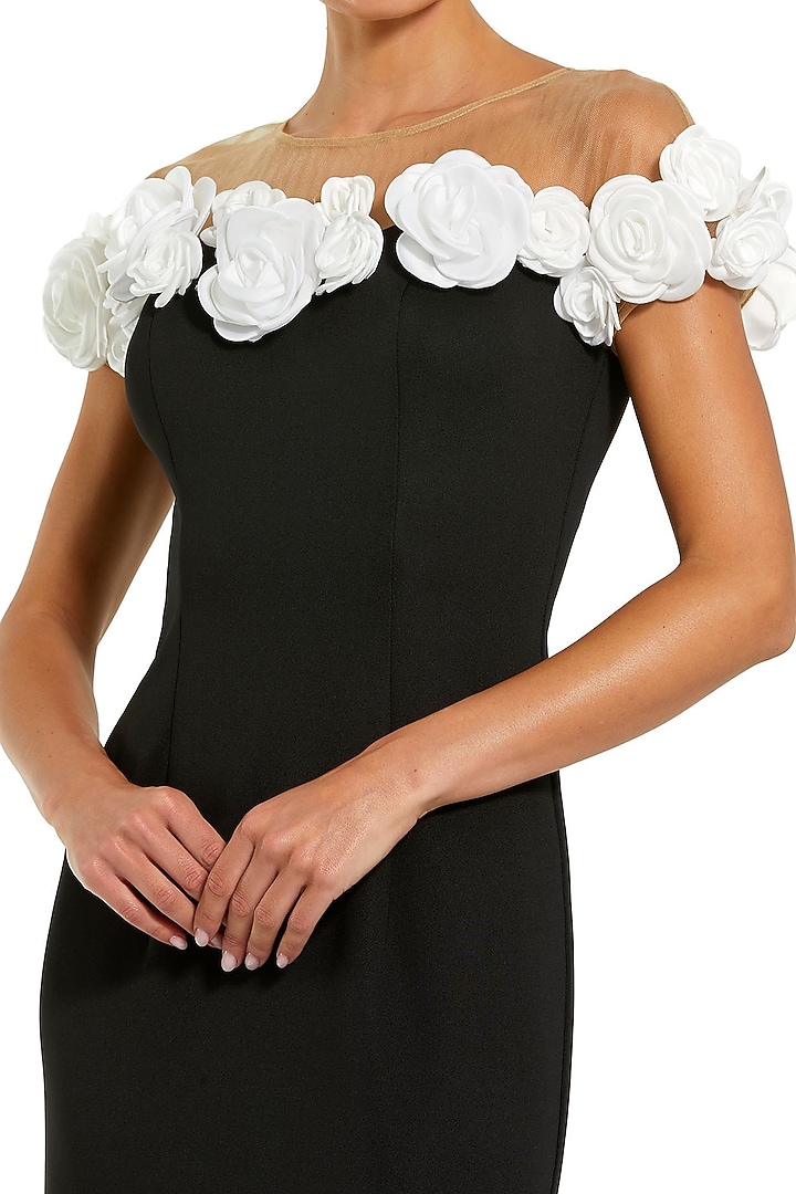 Black Crepe Fabric Off-Shoulder Mermaid Engagement Gown by Mac Duggal at Pernia's Pop Up Shop
