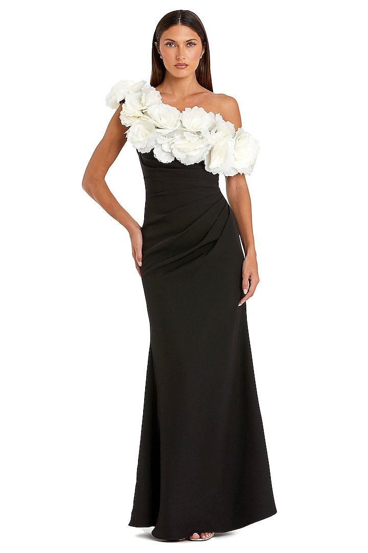 Black & Cream Jersey Engagement Gown by Mac Duggal at Pernia's Pop Up Shop