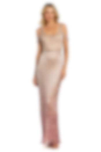 Pink Ombre Mesh Fabric Embellished Wedding Gown by Mac Duggal at Pernia's Pop Up Shop