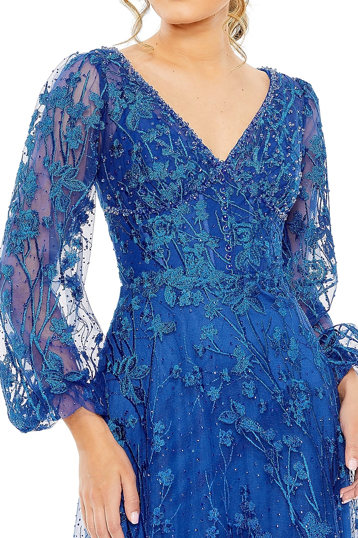 Royal Blue Polyester Embellished Midi Party Wear Dress by Mac Duggal at Pernia's Pop Up Shop 2026