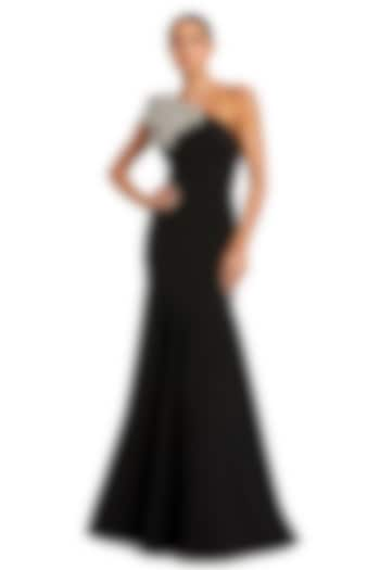 Black Crepe One-Shoulder Gown by Mac Duggal at Pernia's Pop Up Shop