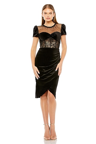 Black Velvet Lace Mini Dress by Mac Duggal