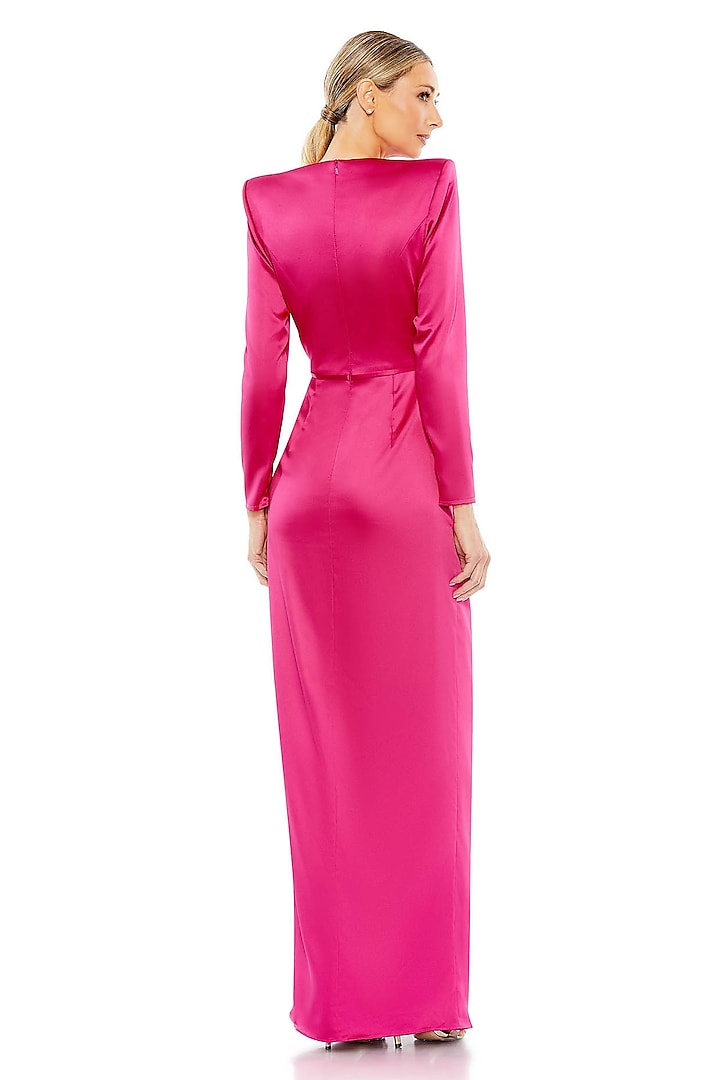 Magenta Satin Structured Bow Engagement Gown by Mac Duggal at Pernia's Pop Up Shop
