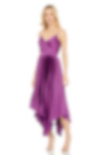 Amethyst Pleated Satin Flowy Midi Dress by Mac Duggal at Pernia's Pop Up Shop