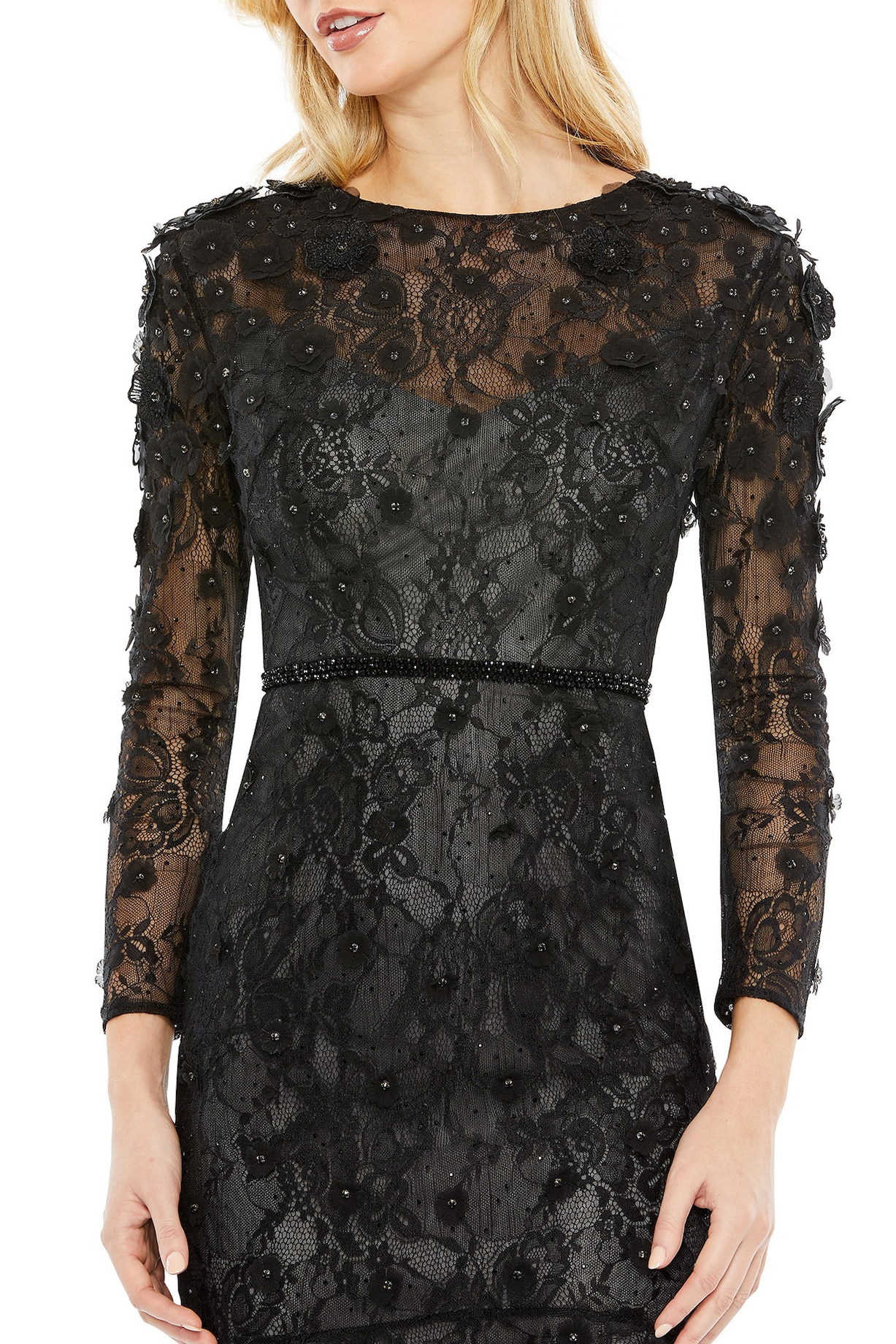 chinese dress ladies Mac Duggal Women's Embellished Butterfly Sleeve Gown - Black