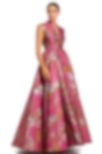 Pink Brocade Ball Wedding Gown by Mac Duggal at Pernia's Pop Up Shop