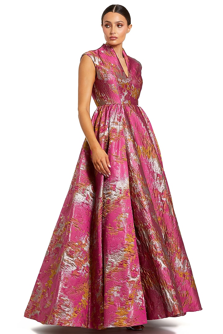 Pink Brocade Ball Wedding Gown by Mac Duggal at Pernia's Pop Up Shop