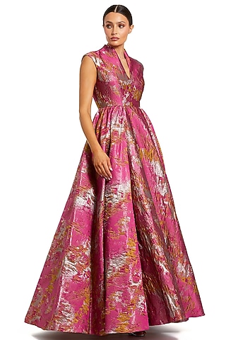 Pink Brocade Ball Gown by Mac Duggal