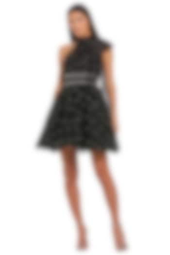 Black Tulle Pearl Embellished A-Line Mini Cocktail Dress by Mac Duggal at Pernia's Pop Up Shop
