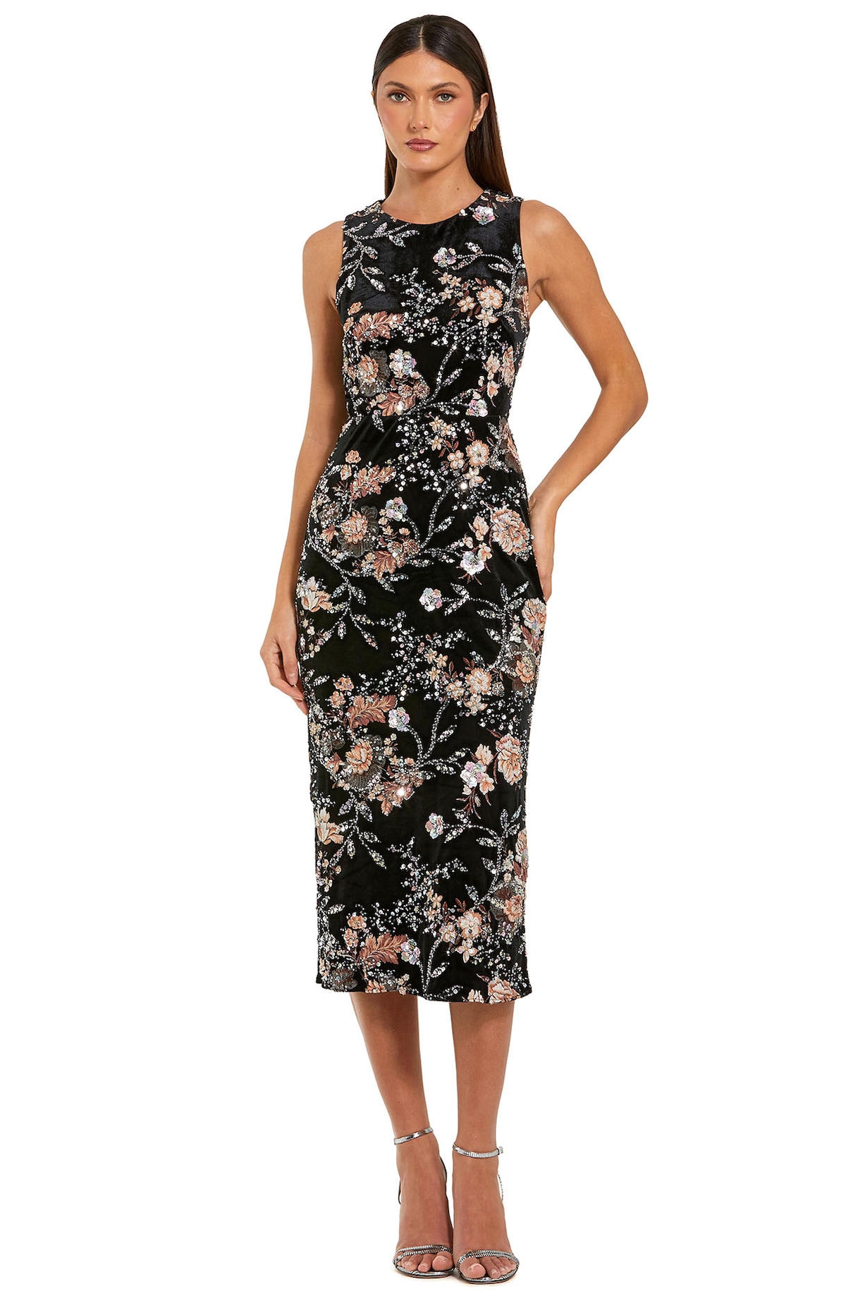 sachin and babi light blue dress Cream Floral Embroidered Chiffon Mini Dress