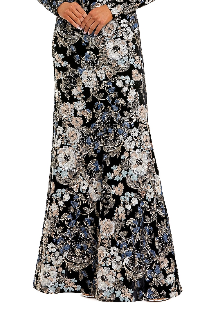 mac duggal embroidered floral dress Blue Bustier Embroidered Floral A-Line Dress main image 1