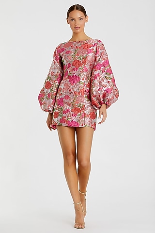 Multi-Colored Brocade Floral Mini Dress by Mac Duggal