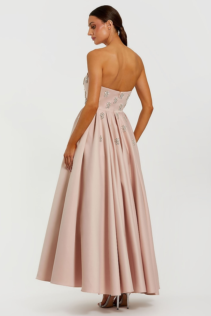Blush Pink Satin Crystal Embellished Strapless A-Line Party Wear Dress by Mac  Duggal at Pernia's Pop Up Shop 2026