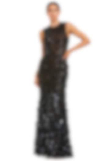 Black Mesh Embellished Mermaid Engagement Gown by Mac Duggal at Pernia's Pop Up Shop