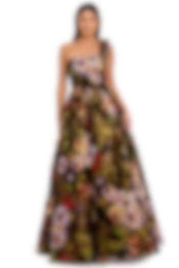 Multi-Colored Polyester One-Shoulder Wedding Gown by Mac Duggal at Pernia's Pop Up Shop