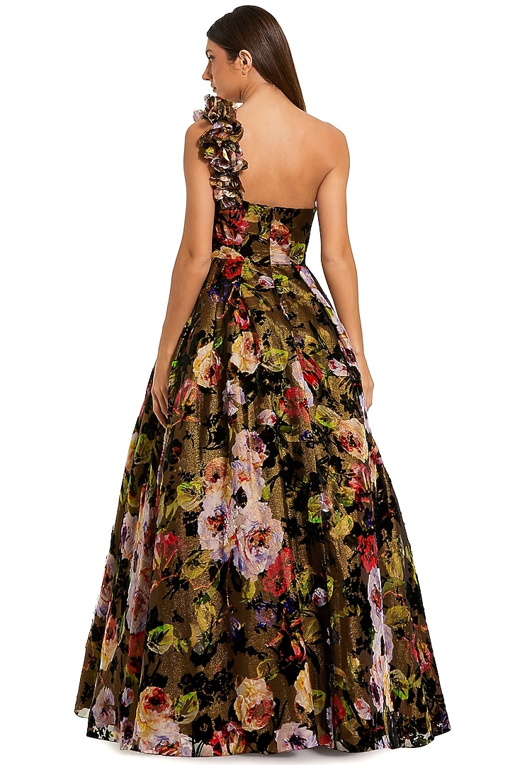 Multi-Colored Polyester One-Shoulder Wedding Gown by Mac Duggal at Pernia's Pop Up Shop