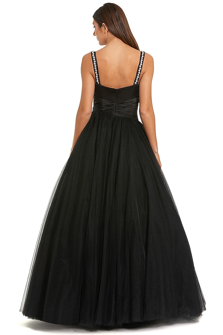 Black Polyester Embellished Engagement Gown by Mac Duggal at Pernia's Pop Up Shop