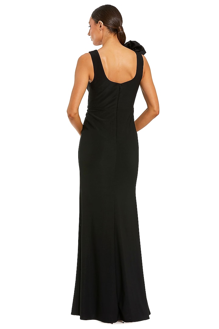 Black Polyester Crystal Embellished Engagement Gown by Mac Duggal at Pernia's Pop Up Shop