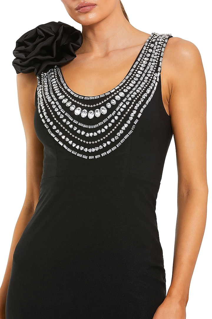 Black Polyester Crystal Embellished Engagement Gown by Mac Duggal at Pernia's Pop Up Shop