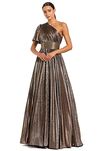 Bronze Polyester Gown by Mac Duggal