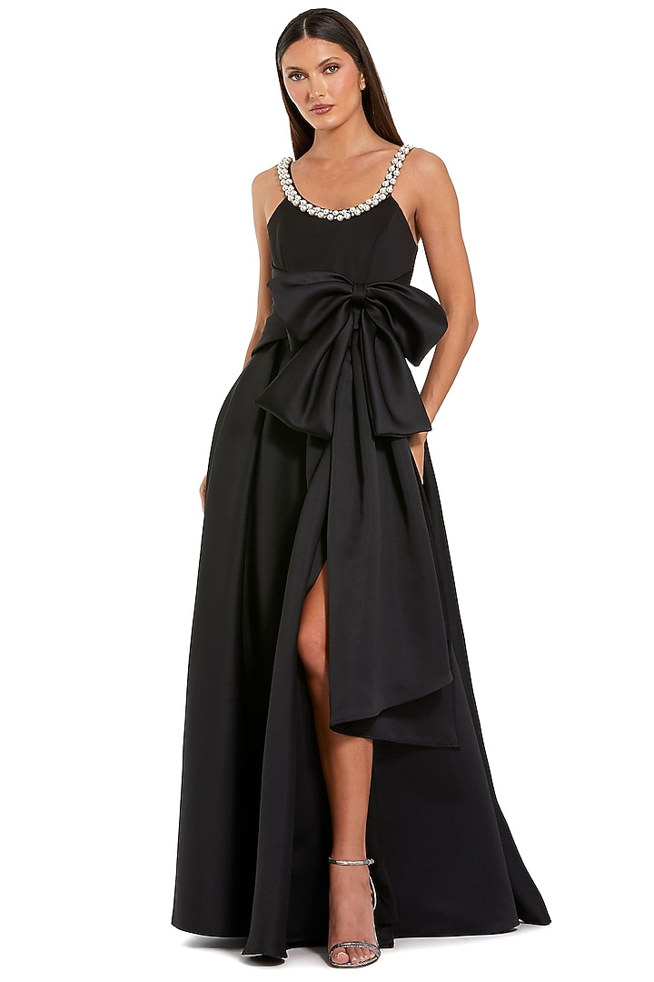 Black Polyester Embellished Engagement Gown by Mac Duggal at Pernia's Pop Up Shop