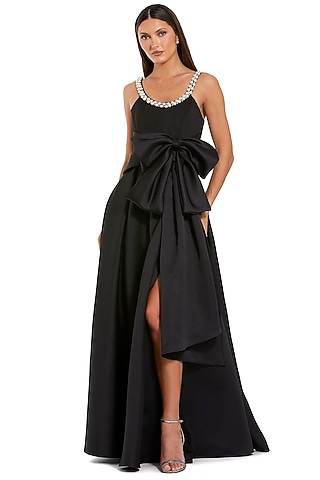 Black Polyester Embellished Gown by Mac Duggal