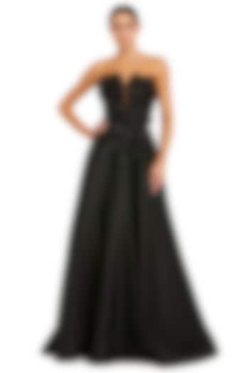 Black Polyester Embroidered Engagement Gown by Mac Duggal at Pernia's Pop Up Shop