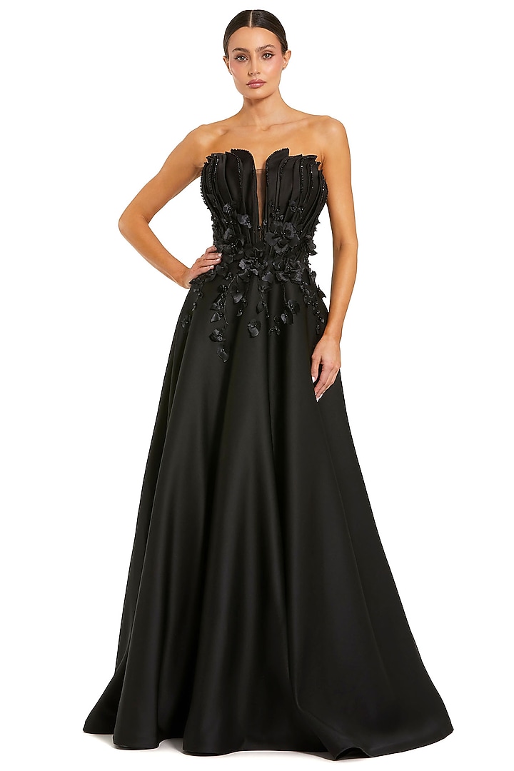 Black Polyester Embroidered Engagement Gown by Mac Duggal at Pernia's Pop Up Shop