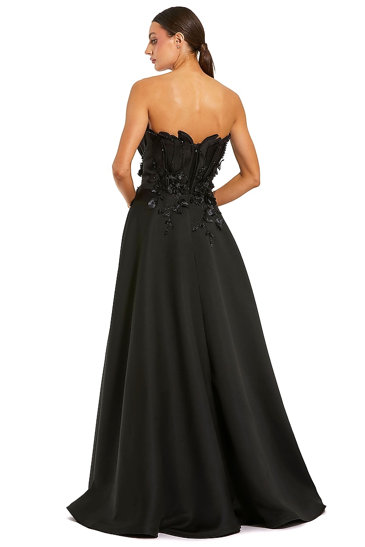 Black Polyester Embroidered Engagement Gown by Mac Duggal at Pernia's Pop Up Shop