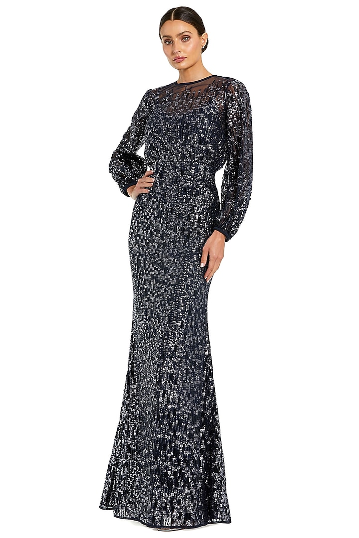 Midnight Polyester Sequins Embellished Engagement Gown by Mac Duggal at Pernia's Pop Up Shop
