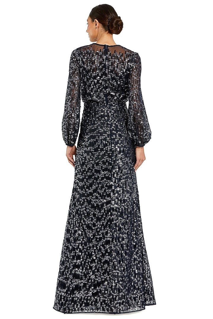Midnight Polyester Sequins Embellished Engagement Gown by Mac Duggal at Pernia's Pop Up Shop
