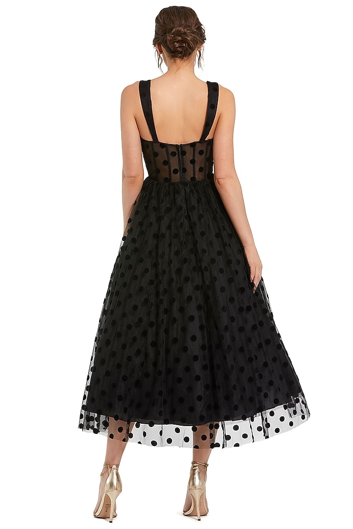 Black Tulle & Net A-Line Midi Cocktail Dress by Mac Duggal at Pernia's Pop Up Shop