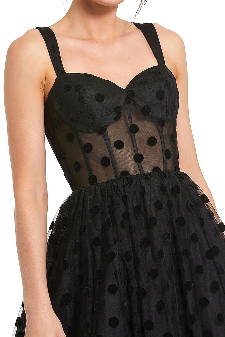 Black Tulle & Net A-Line Midi Cocktail Dress by Mac Duggal at Pernia's Pop Up Shop
