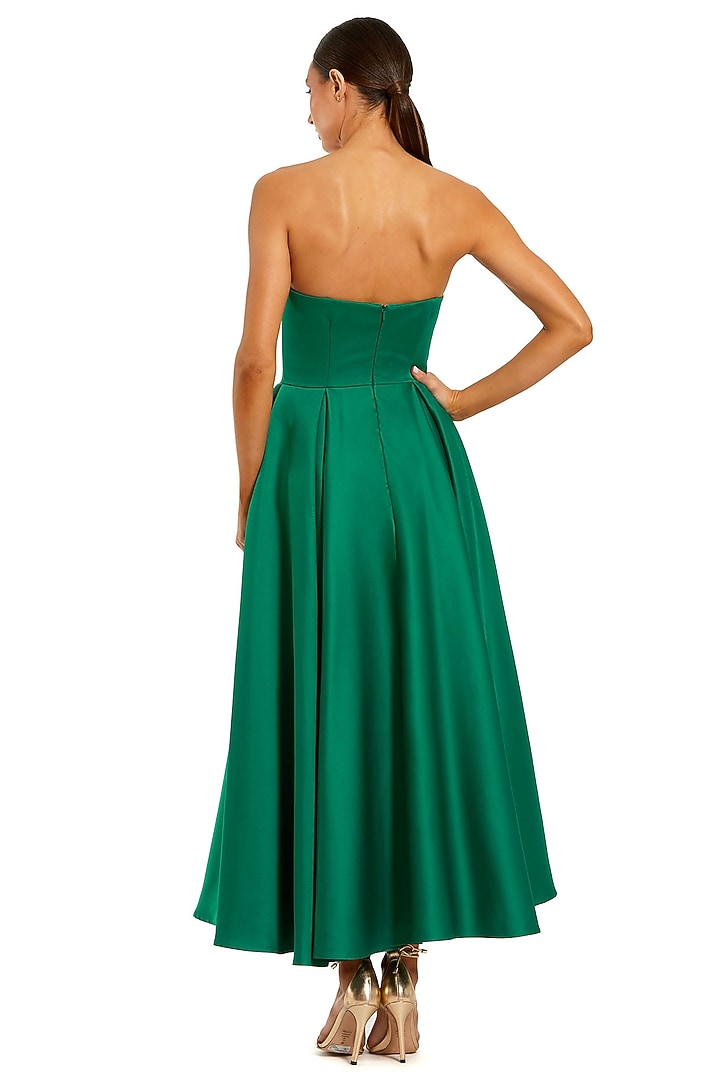 Emerald Green Polyester Embellished Midi Cocktail Dress by Mac Duggal at Pernia's Pop Up Shop