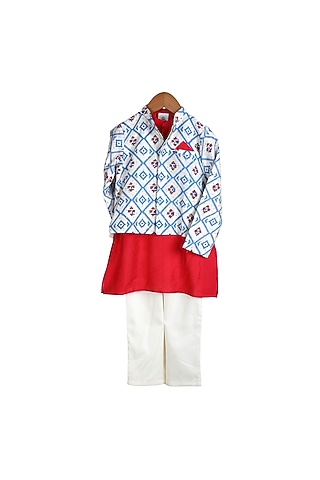 Ruby Kurta Set With Nehru Jacket For Boys by Mi Dulce An'ya