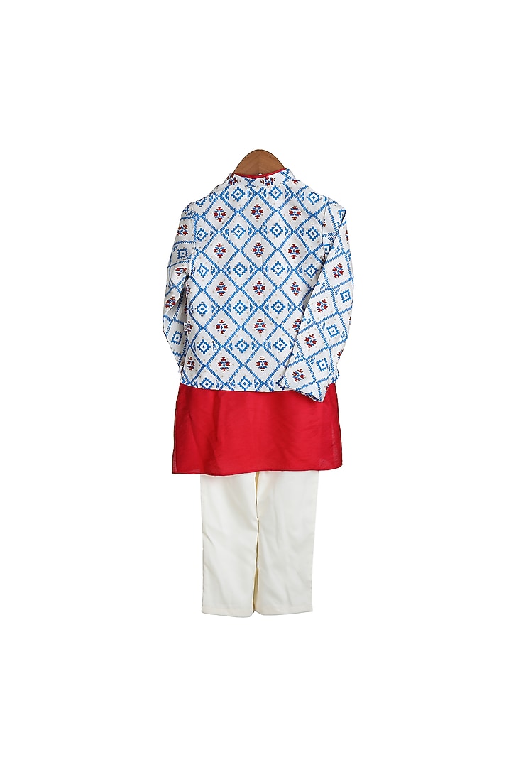 Ruby Kurta Set With Nehru Jacket For Boys by Mi Dulce An'ya at Pernia's Pop Up Shop