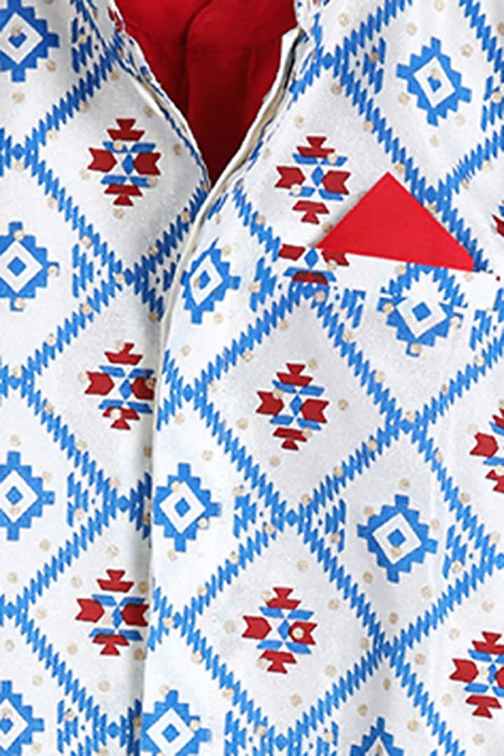 Ruby Kurta Set With Nehru Jacket For Boys by Mi Dulce An'ya at Pernia's Pop Up Shop